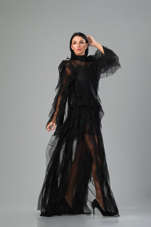 Ruffle Black Dress
