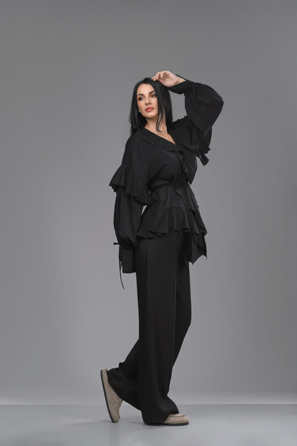 Set din 2 piese cu pantaloni lungi Black Ruffle