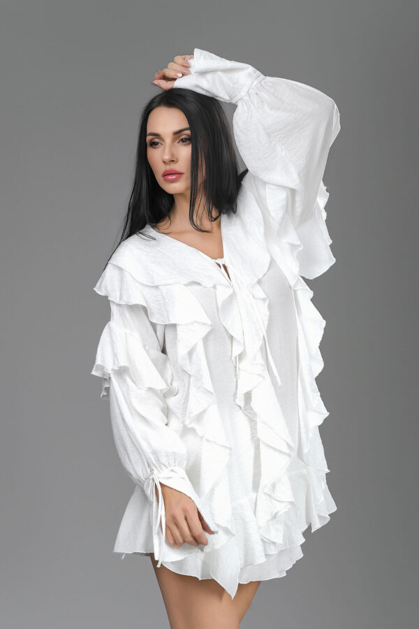 Set din 2 piese cu pantaloni scurți White Ruffle
