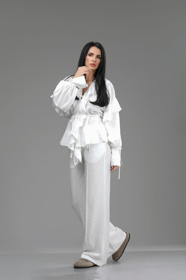 Set din 2 piese cu pantaloni lungi White Ruffle