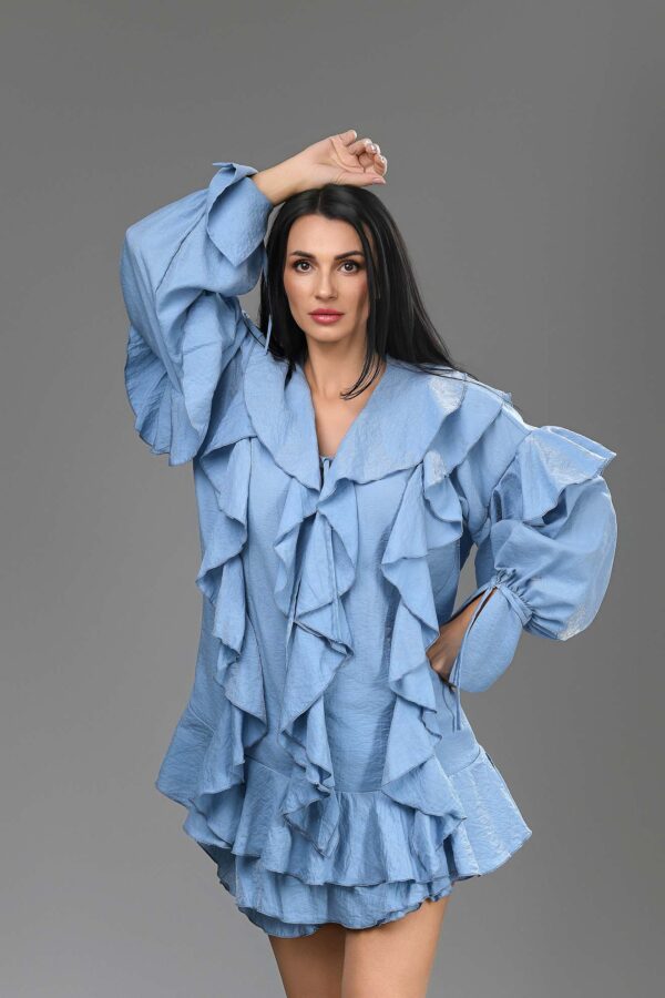 Set din 2 piese cu pantaloni scurți Bleu Ruffle